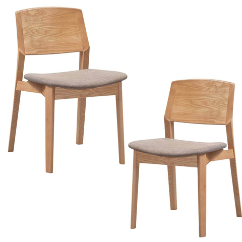 2Pc/4Pc Set Dining Chair Fabric Seat Scandinavian Solid Ash Wood Oak