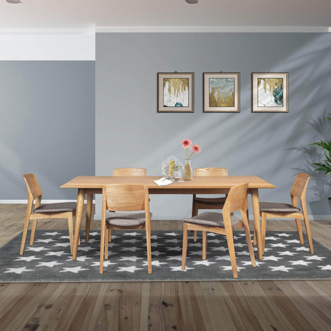 2Pc/4Pc Set Dining Chair Fabric Seat Scandinavian Solid Ash Wood Oak