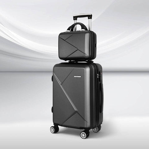 2Pc Luggage 12" 20" Trolley Travel Suitcase Storage Carry On Tsa Lock