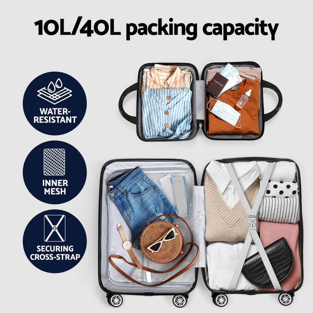 2Pc Luggage 12" 20" Trolley Travel Suitcase Storage Carry On Tsa Lock Rose Gold