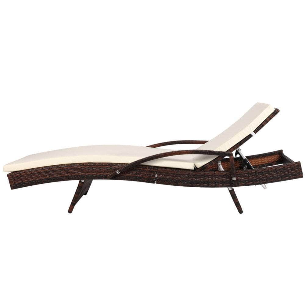 2pc Sun Lounge Outdoor Furniture Day Bed Rattan Wicker Lounger Patio
