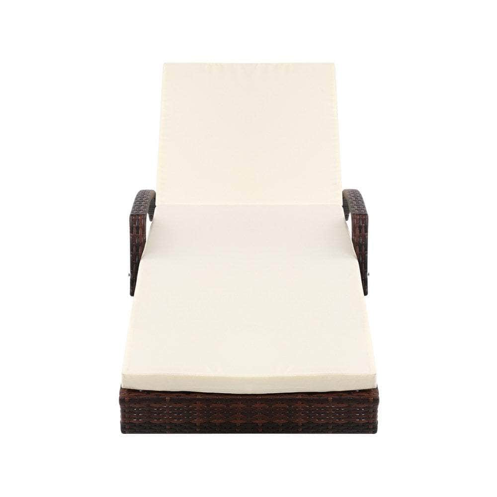 2pc Sun Lounge Outdoor Furniture Day Bed Rattan Wicker Lounger Patio