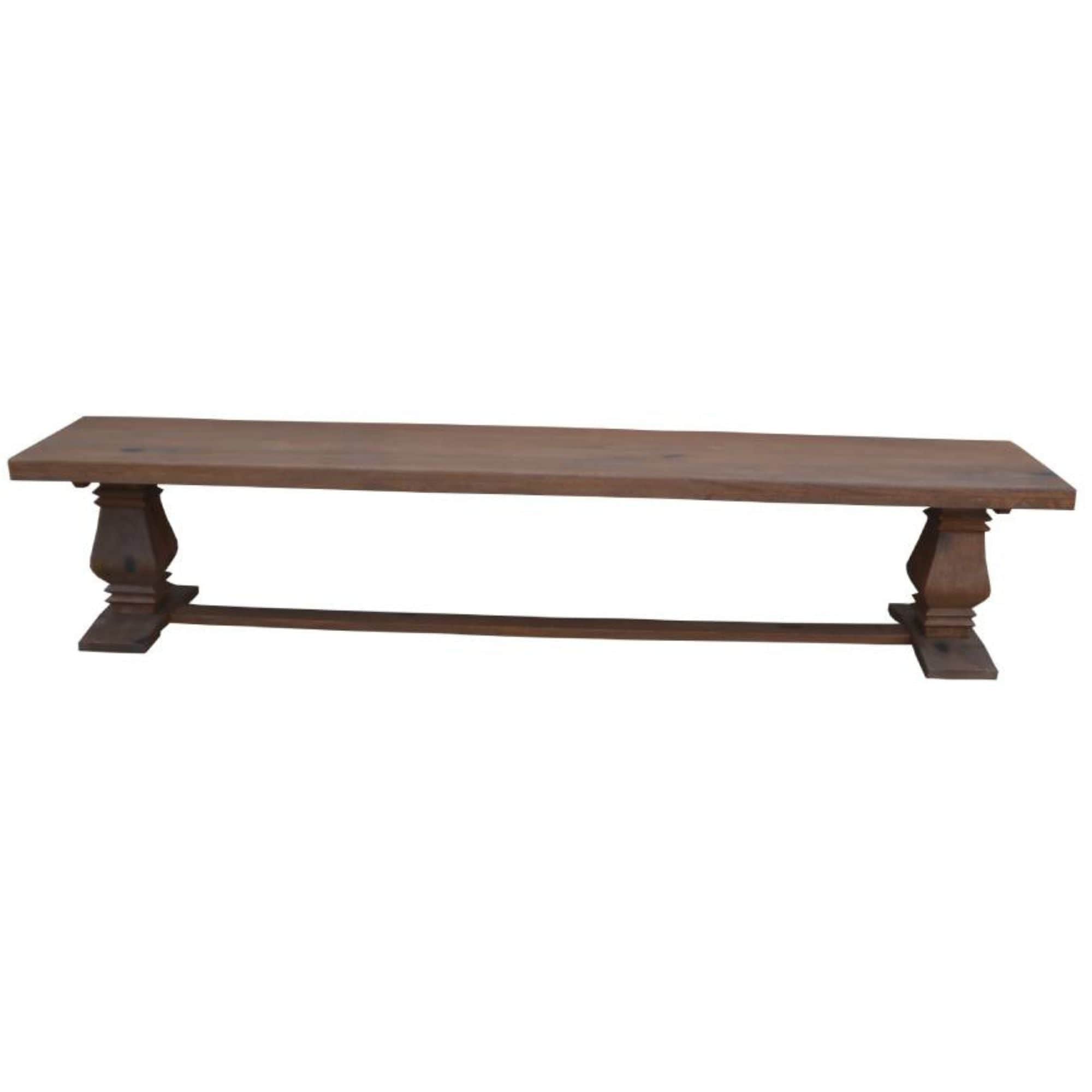 2Pc Timber Dining Table Seat Bench 230Cm French Provincial Pedestal