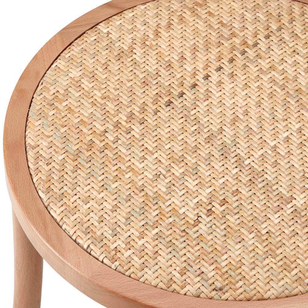 2PCS Dining Chair Solid Wooden Ratan Seat Beige