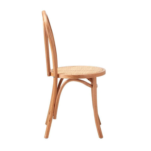 2PCS Dining Chair Solid Wooden Ratan Seat Beige