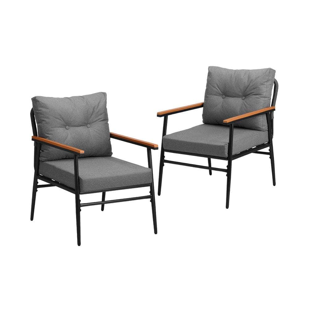 2PCS Outdoor Chairs Set Garden Patio Armchair White
