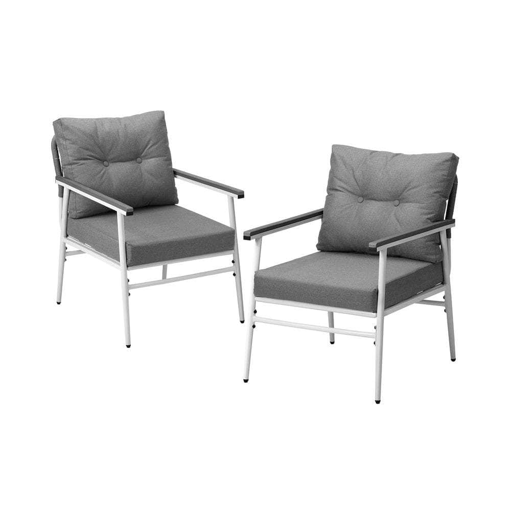 2PCS Outdoor Chairs Set Garden Patio Armchair White