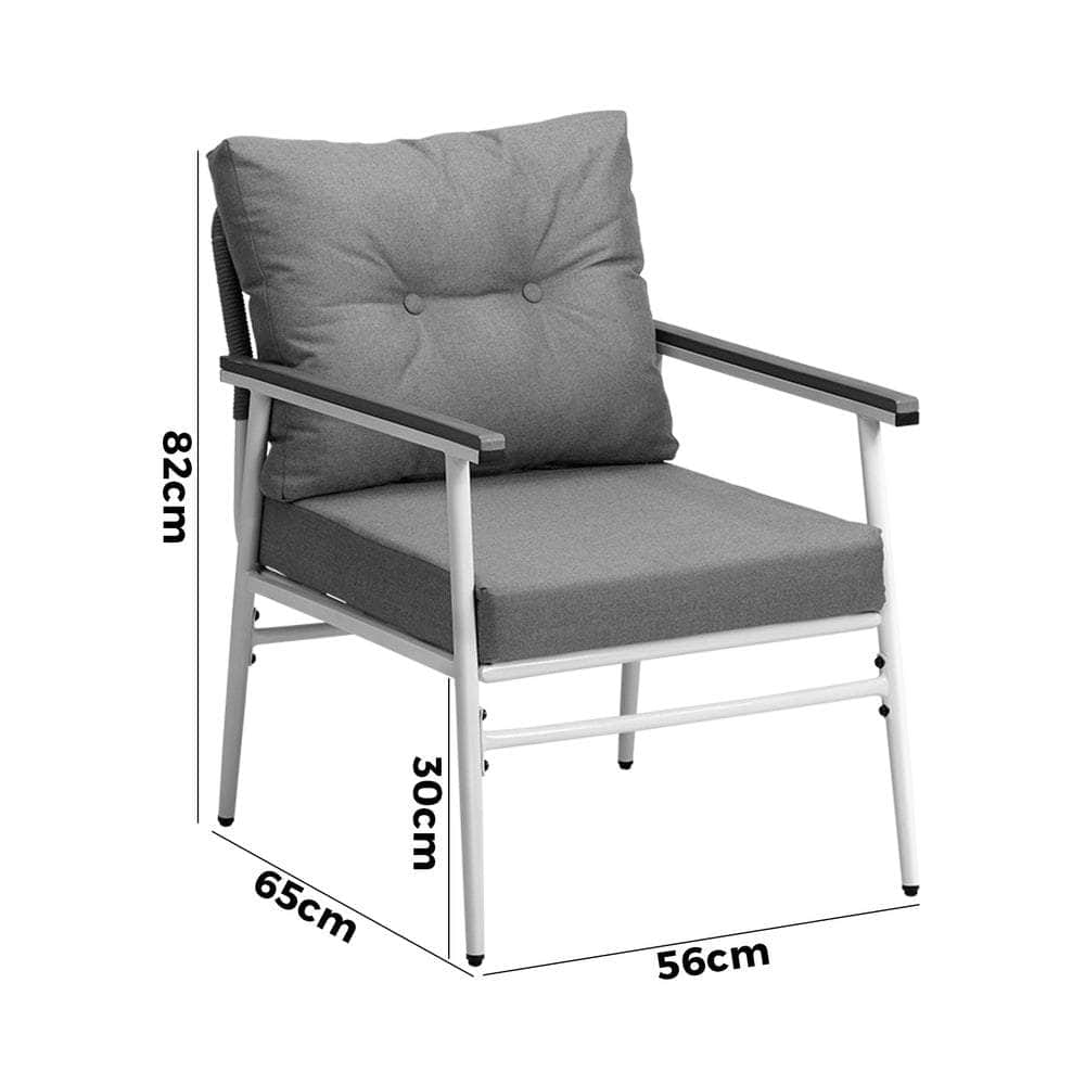 2PCS Outdoor Chairs Set Garden Patio Armchair White