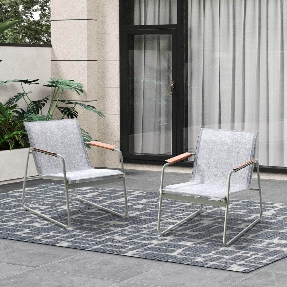2PCS Outdoor Patio Armchair Textilene Weather-Resistant Garden Balcony Furniture