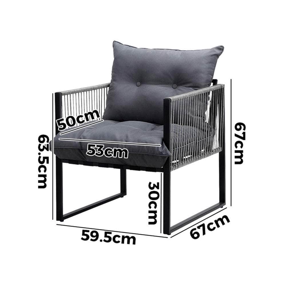 2PCS Outdoor Patio Chairs Garden Sofa Set PE Wicker Grey