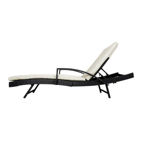 2PCS Outdoor Sun Lounger Furniture Beige