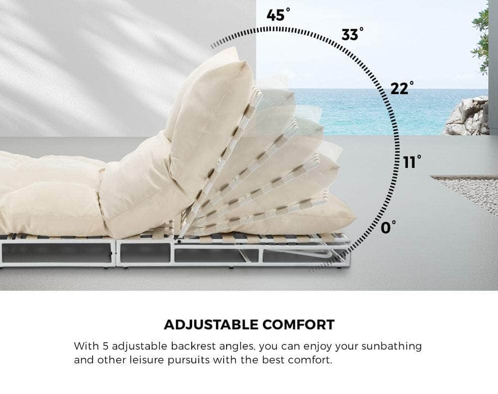 2PCS Outdoor Sun Lounge Day Bed Patio Chairs