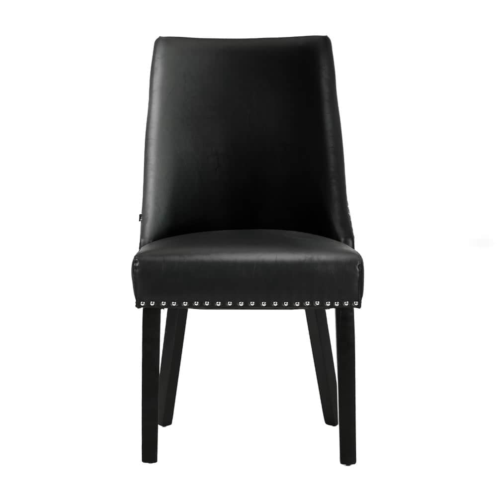 2PCs PU Leather Dining Chair Kitchen Padded Seat Design Black