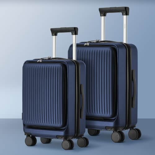 2PCS Suitcase Set ABS Hard Case Navy Travel Luggage
