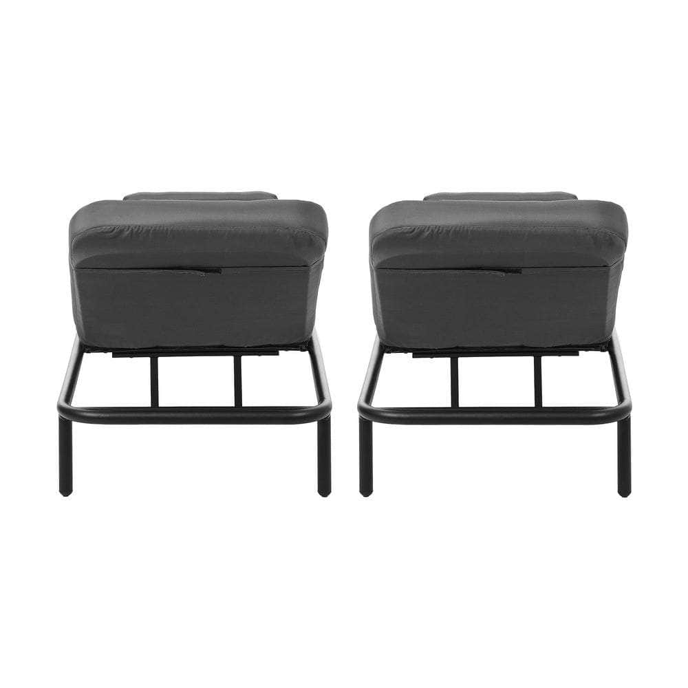 2PCS Sun Lounge Outdoor Patio Furniture Setting Beige & Grey