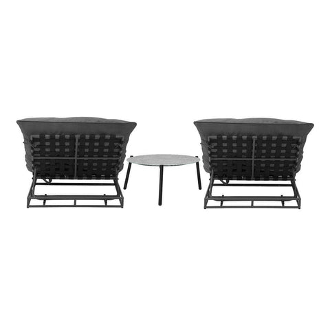 2PCS Sun Lounger with Table Outdoor Patio Set Grey