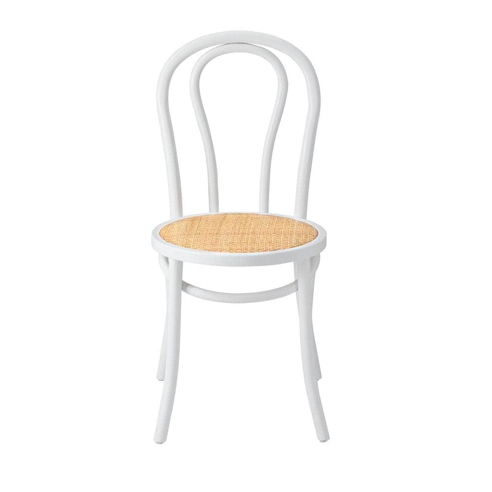 2PCS Wooden Dining Chair Ratan Seat White