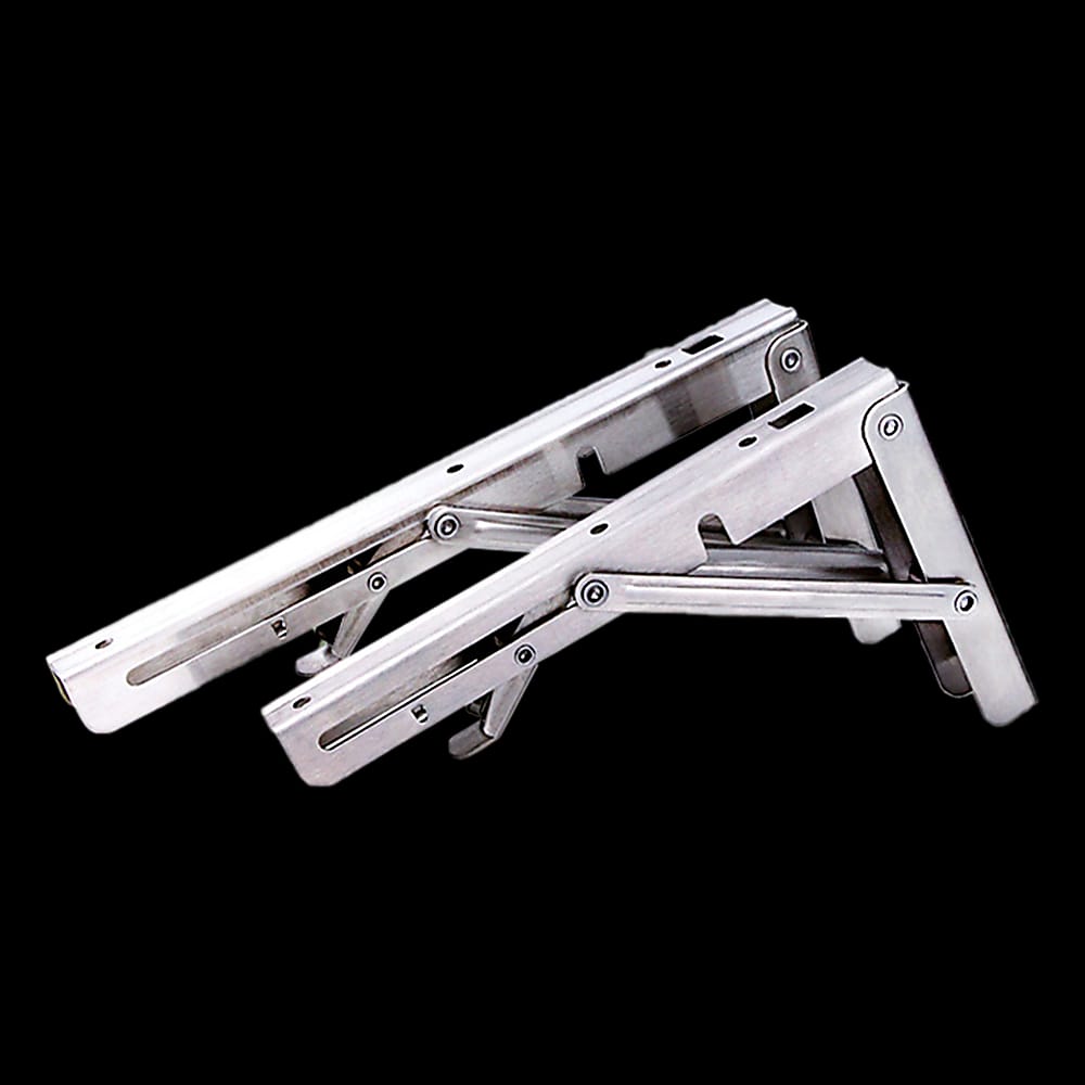 Steel finish - Heavy Duty Stainless Steel Folding Table Bracket (2X 10", 50Kg Load)