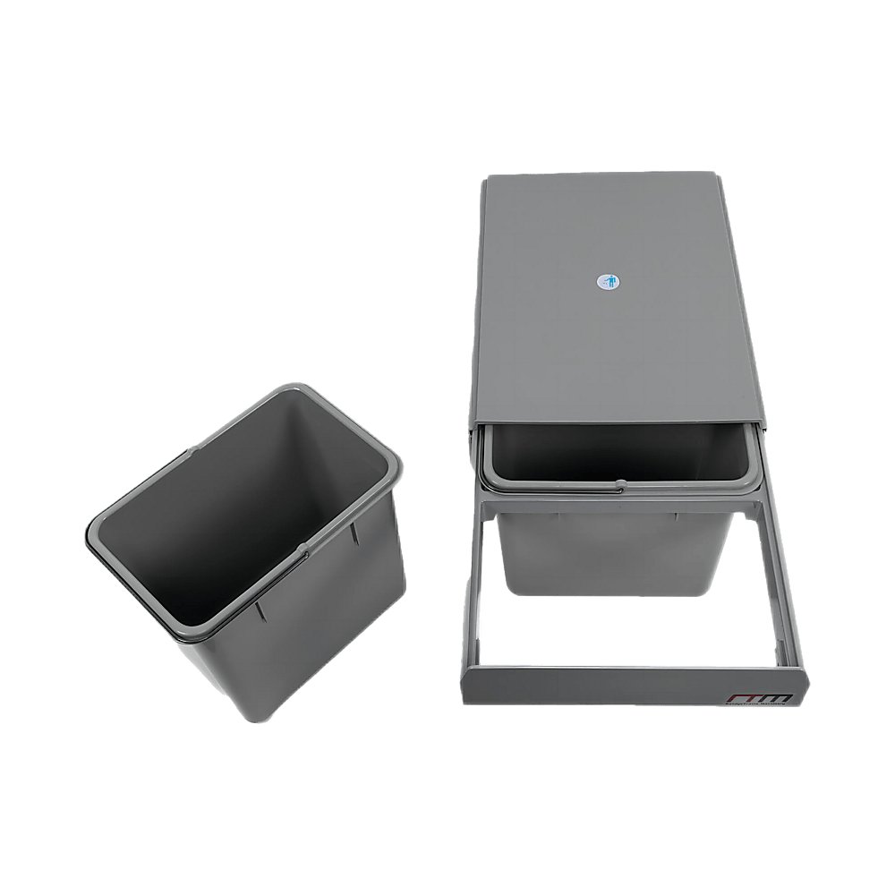 2X 15L Pull Out Trash Bin - Dual Kitchen Garbage Waste Cabinet