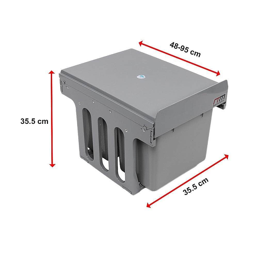 2X 15L Pull Out Trash Bin - Dual Kitchen Garbage Waste Cabinet