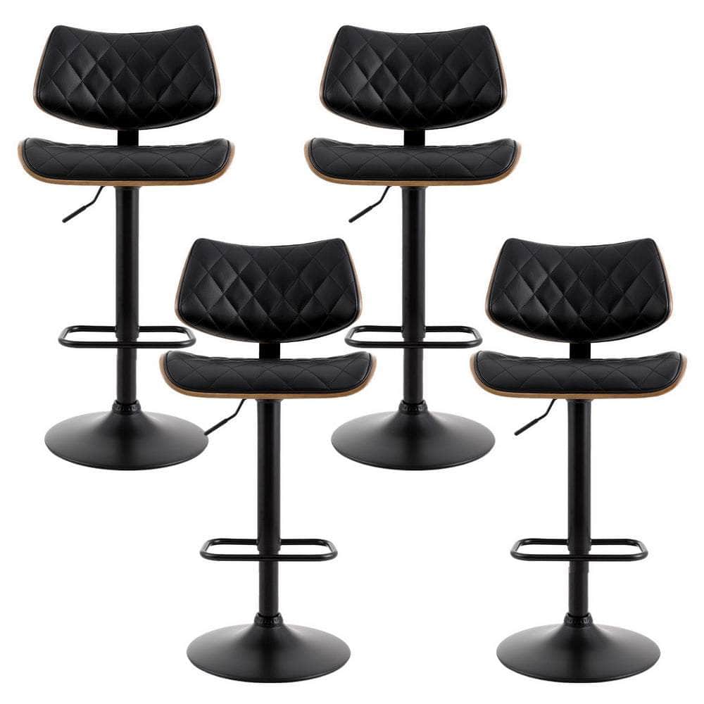 2x/4x Leather Bar Stools Gas Lift Design Black/White