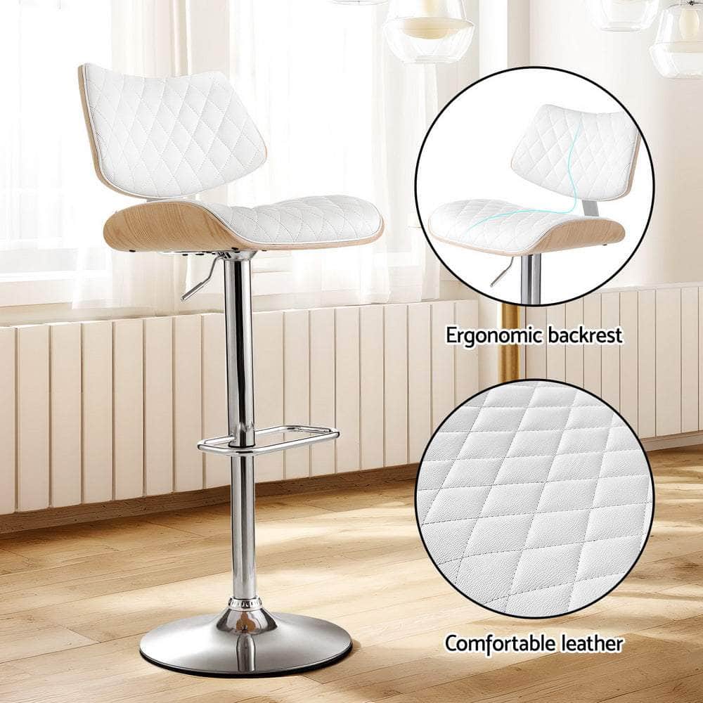 2x/4x Leather Bar Stools Gas Lift Design Black/White