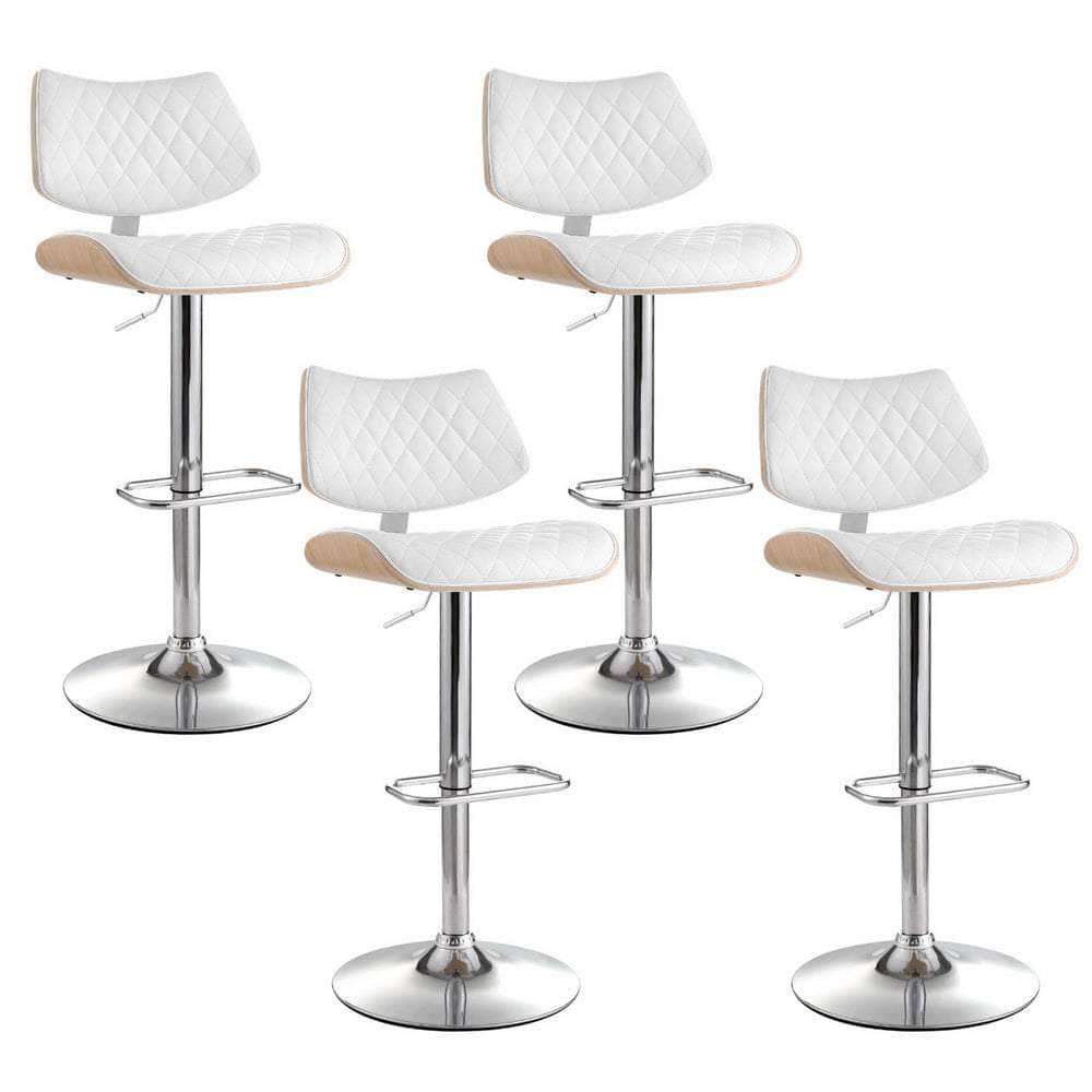 2x/4x Leather Bar Stools Gas Lift Design Black/White
