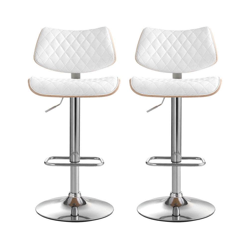 2x/4x Leather Bar Stools Gas Lift Design Black/White