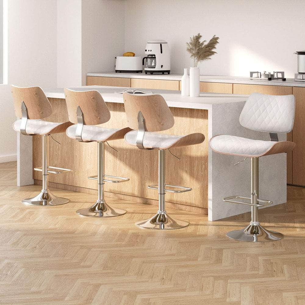 2x/4x Leather Bar Stools Gas Lift Design Black/White