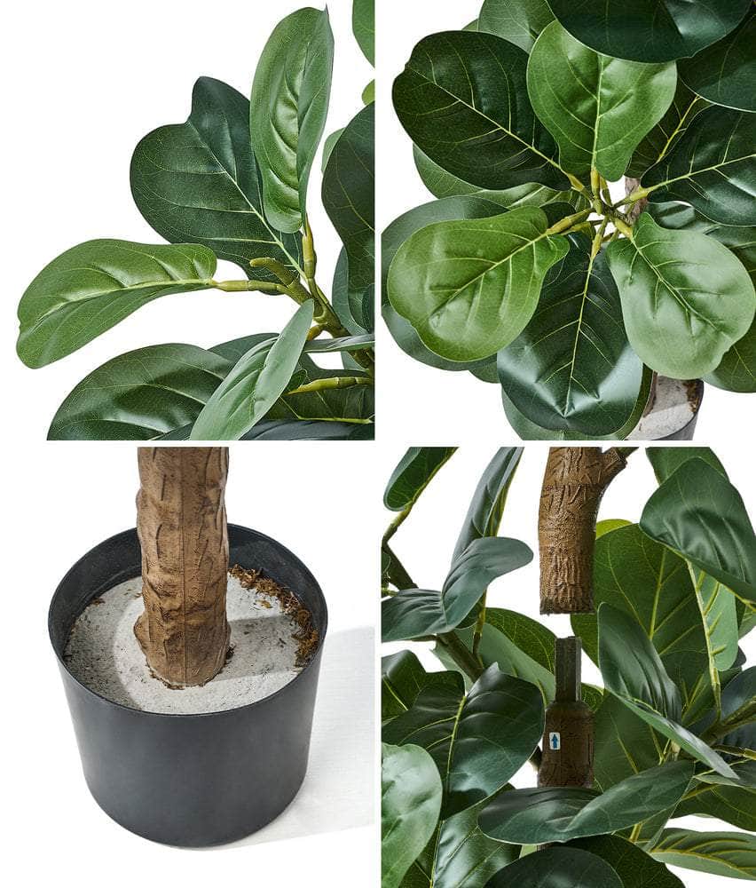 2x Artificial Fiddle Leaf Fig Trees Lifelike Potted Plants 180cm & 150cmGreen