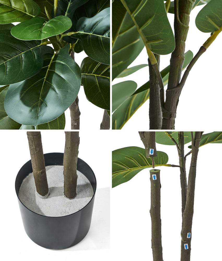 2x Artificial Fiddle Leaf Fig Trees Lifelike Potted Plants 180cm & 150cmGreen