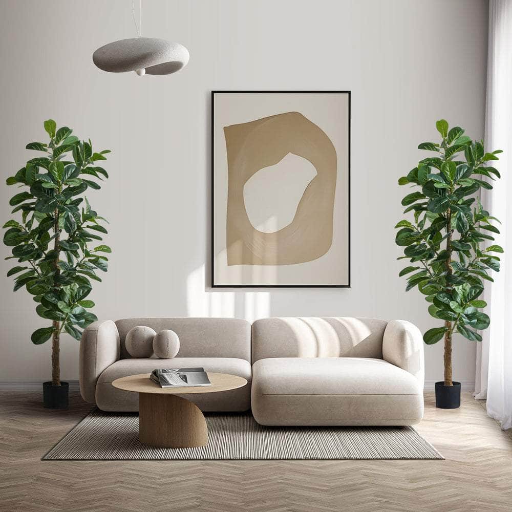 2x Artificial Fiddle Leaf Fig Trees Lifelike Potted Plants 180cm & 150cmGreen