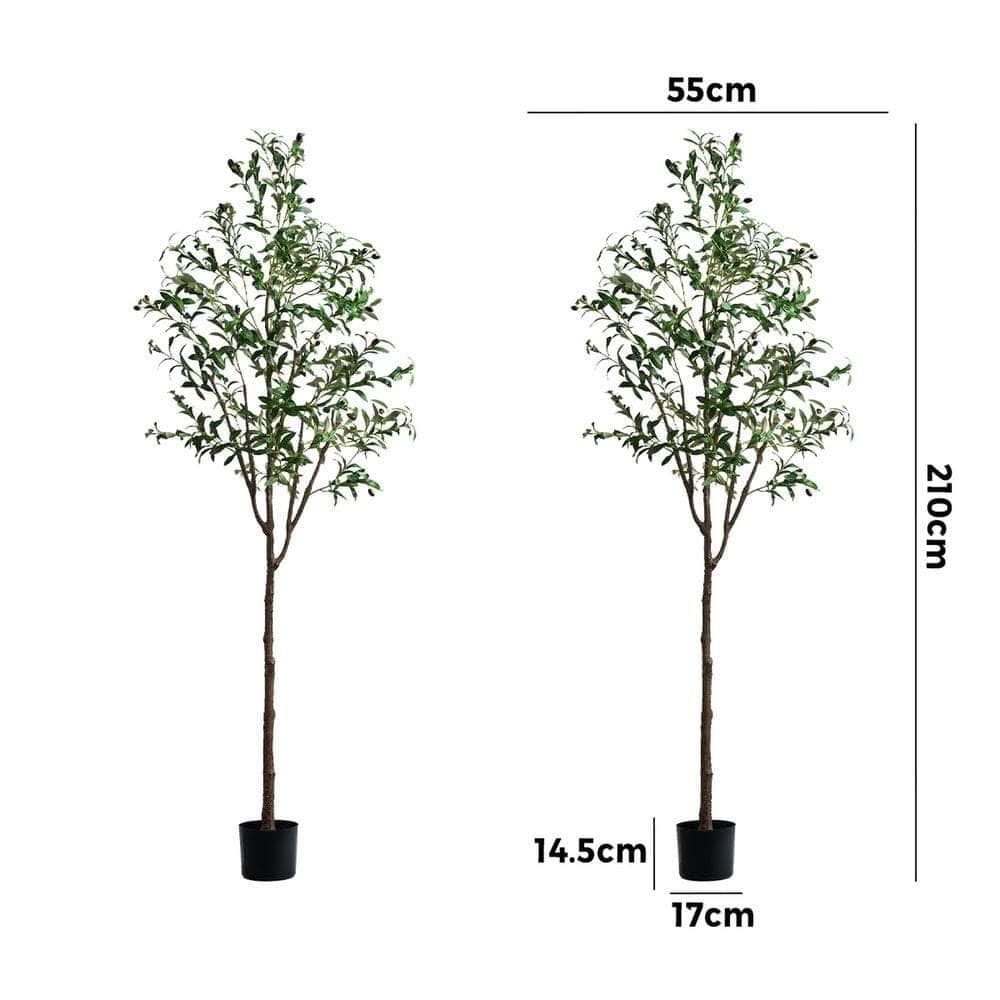 2x Artificial Olive Trees Tall Potted Plants 210cm Indoor Home Decor