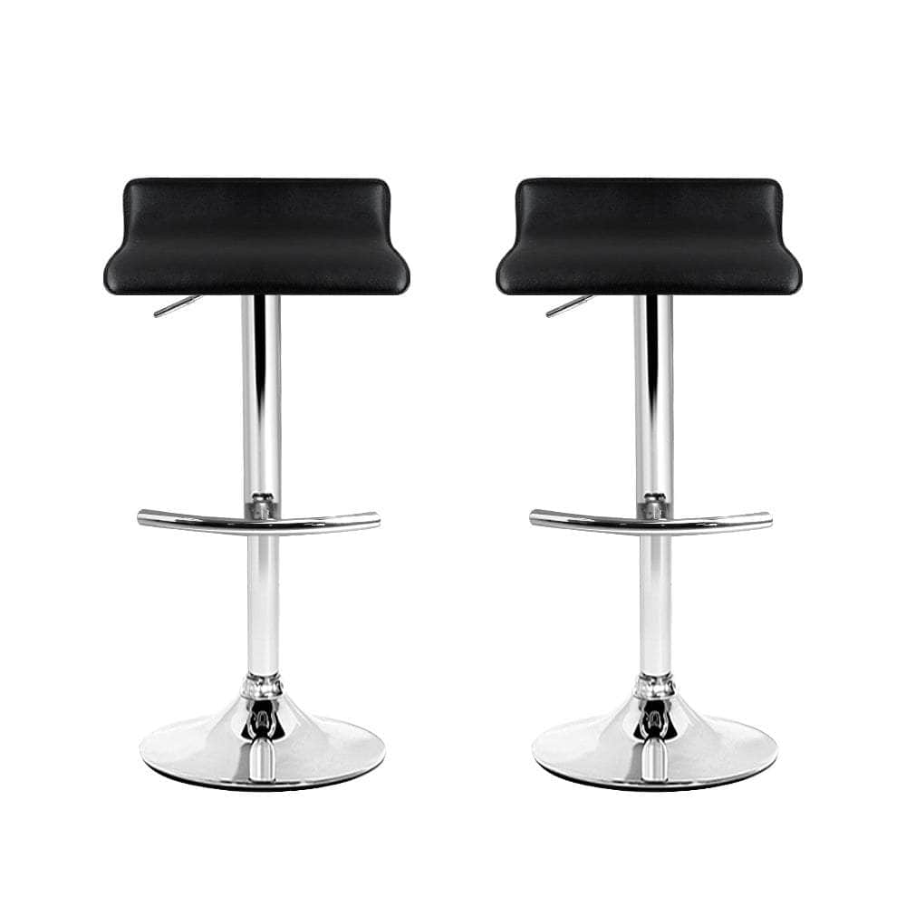 2x Bar Stools Adjustable Gas Lift Chairs Black