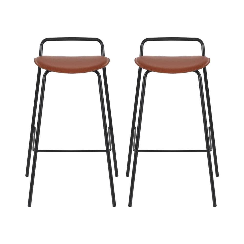 2x Bar Stools Kitchen Counter Stools Metal Brown