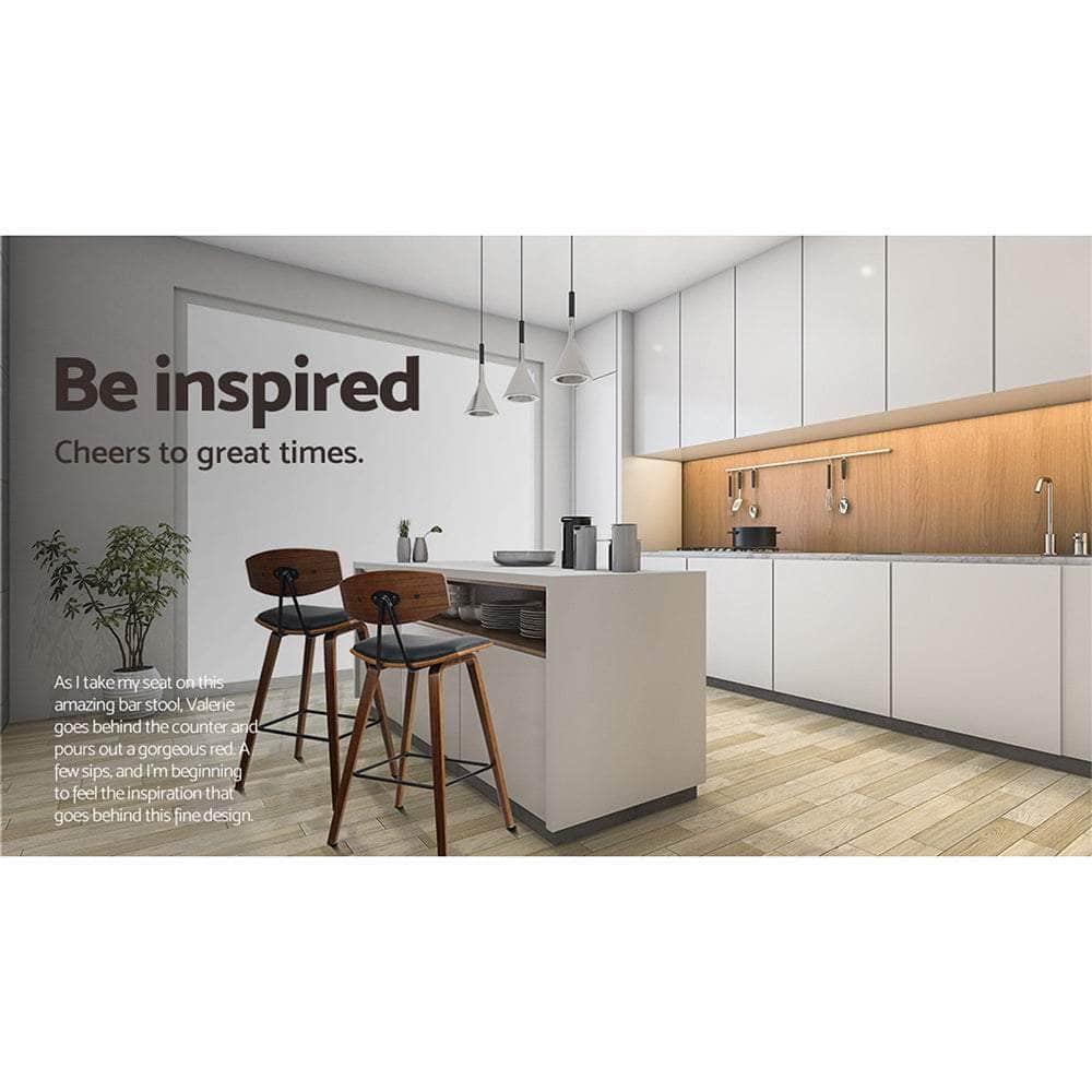 2x Bar Stools Leather Padded w/Backrest