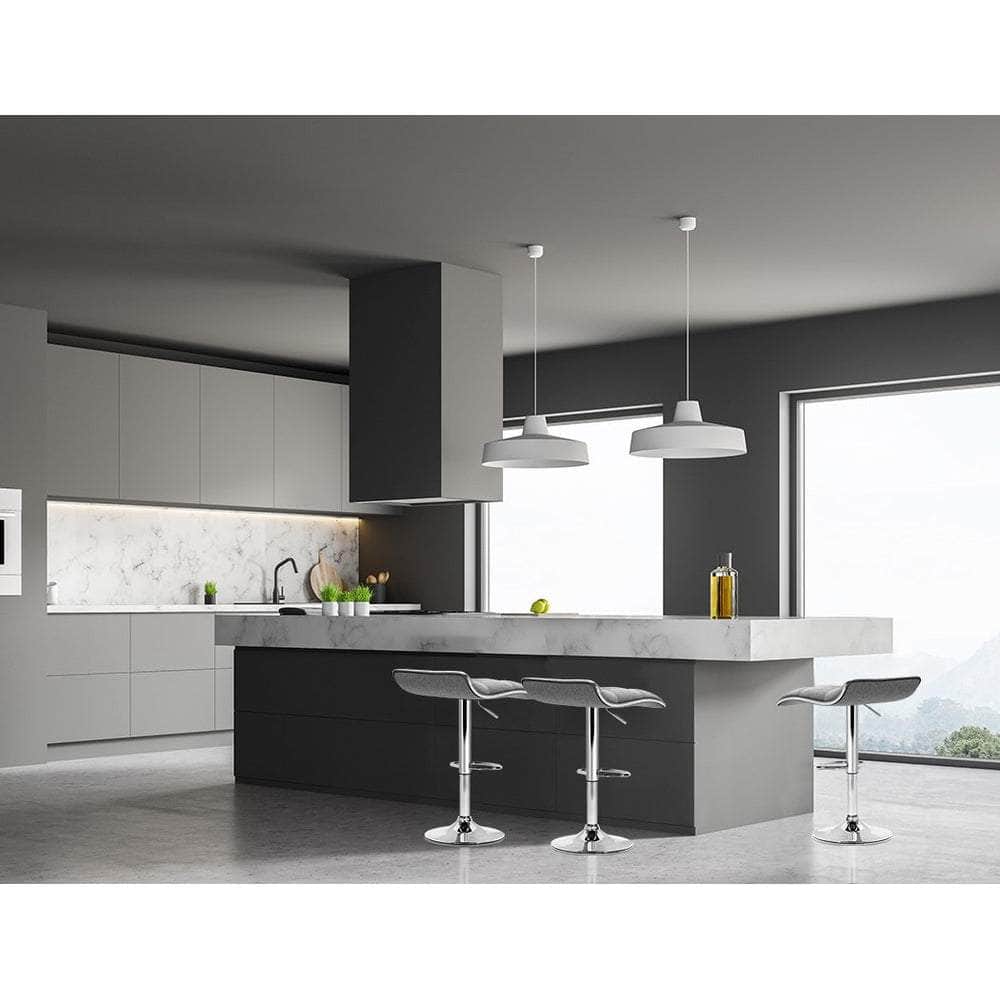 2x Bar Stools Linen Padded Gas Lift