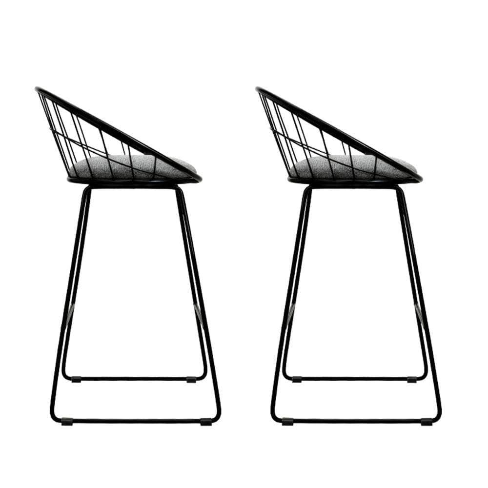 2x Bar Stools Padded Seat Metal