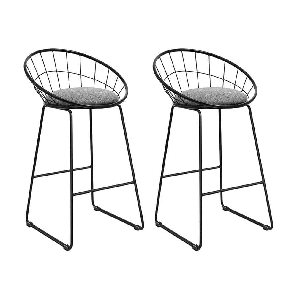 2x Bar Stools Padded Seat Metal