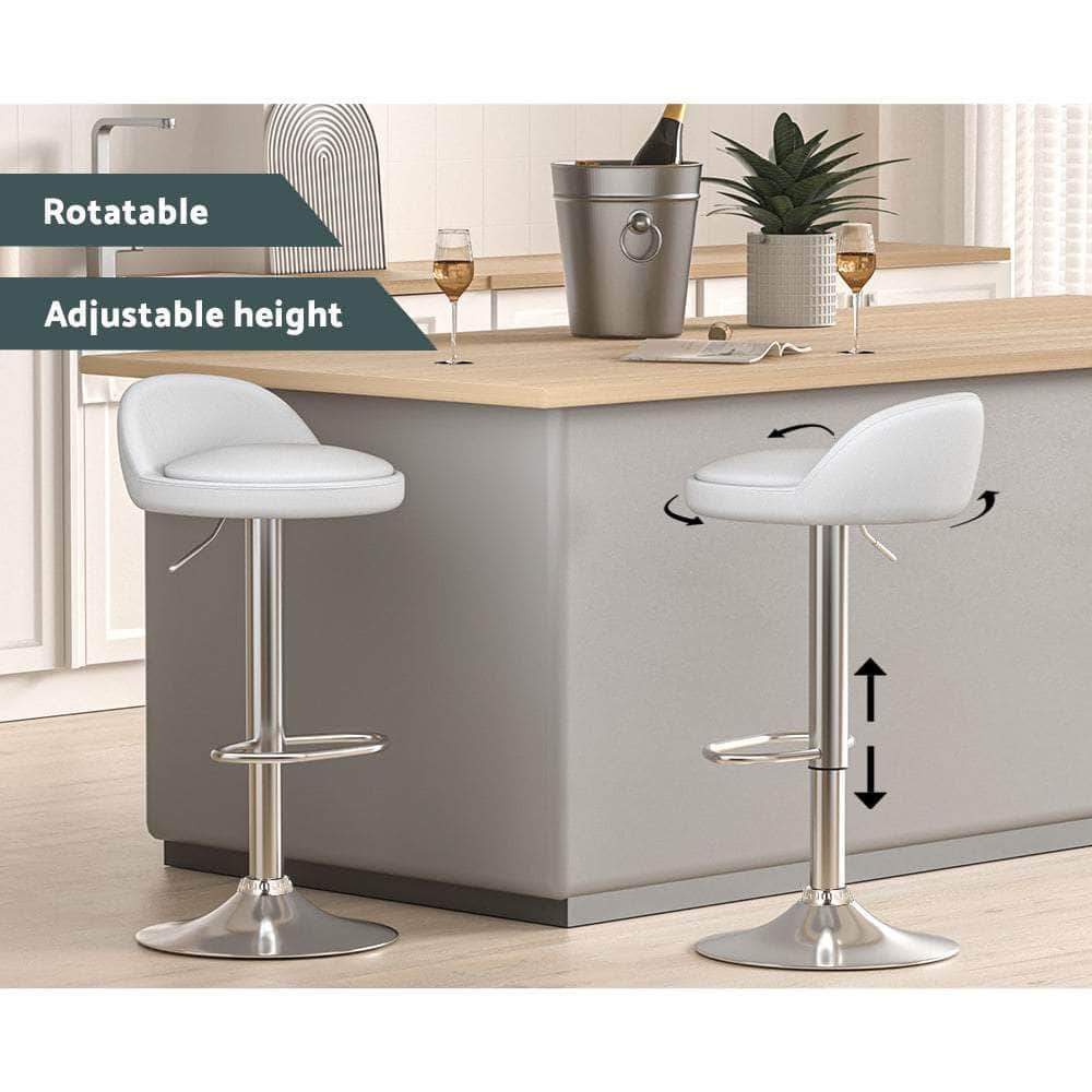 2x Bar Stools PU Leather Gas Lift Black