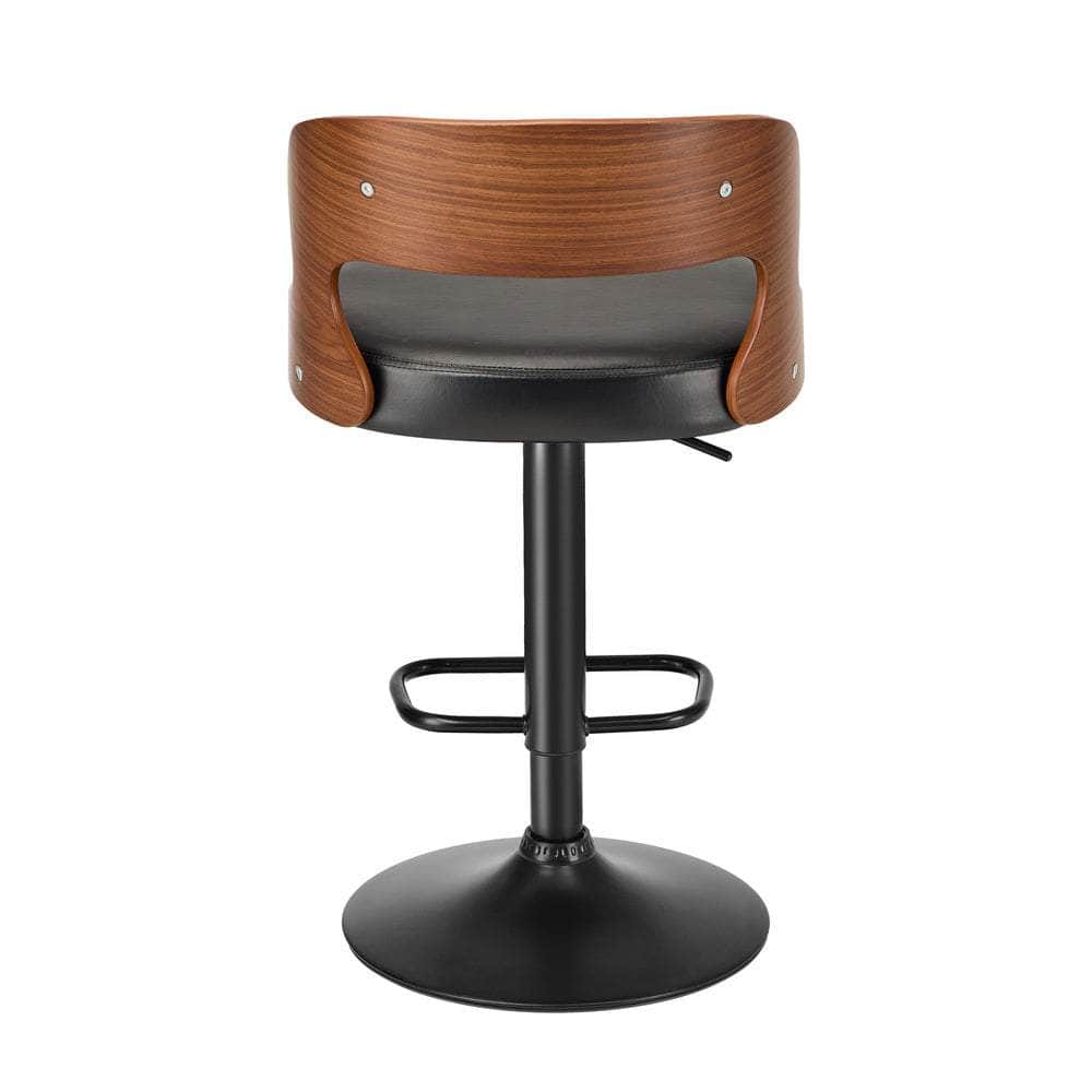 2x Bar Stools PU Leather Swivel Adjustable Kitchen Chairs Wooden Frame