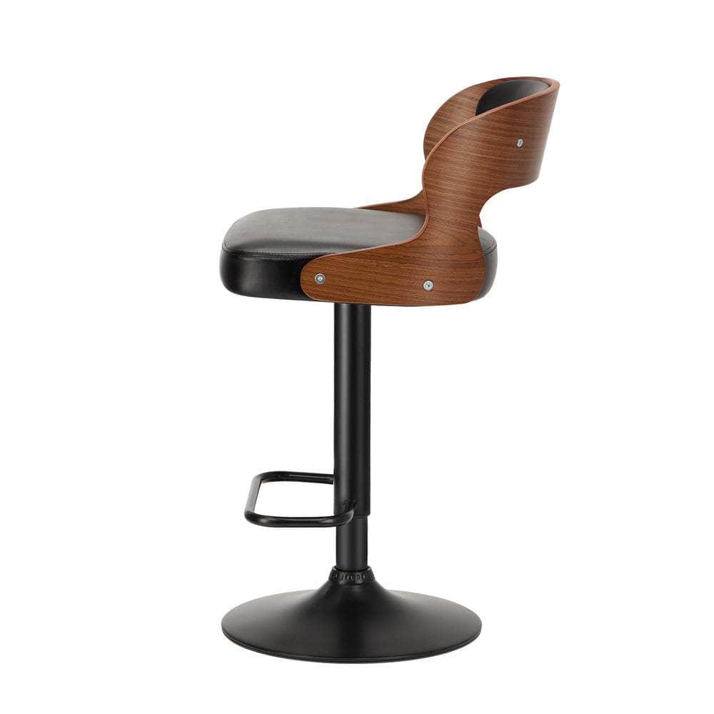 2x Bar Stools PU Leather Swivel Adjustable Kitchen Chairs Wooden Frame