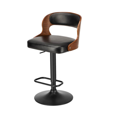 2x Bar Stools PU Leather Swivel Adjustable Kitchen Chairs Wooden Frame