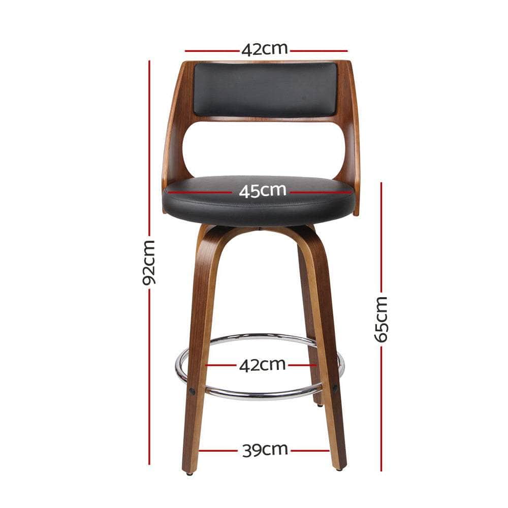 2x Bar Stools Swivel Leather Chair 65cm