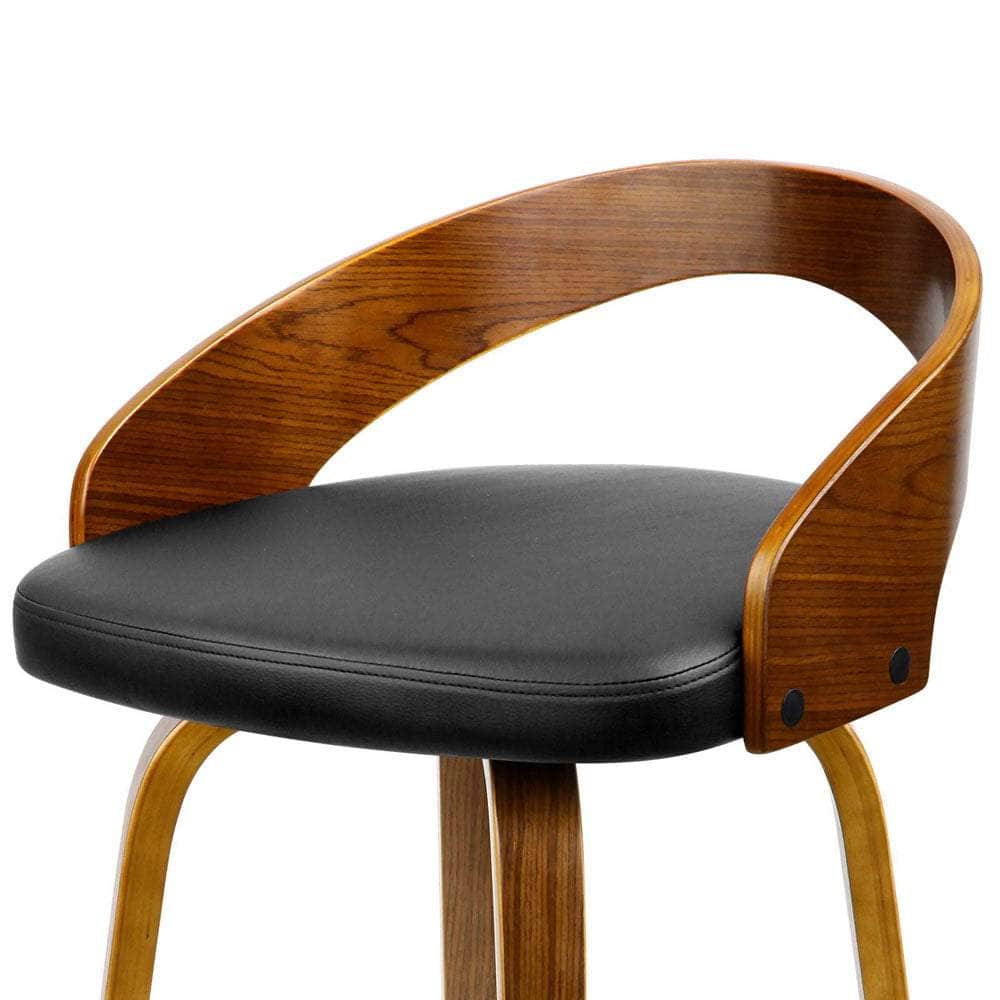 2x Bar Stools Swivel Seat Curving Backrest