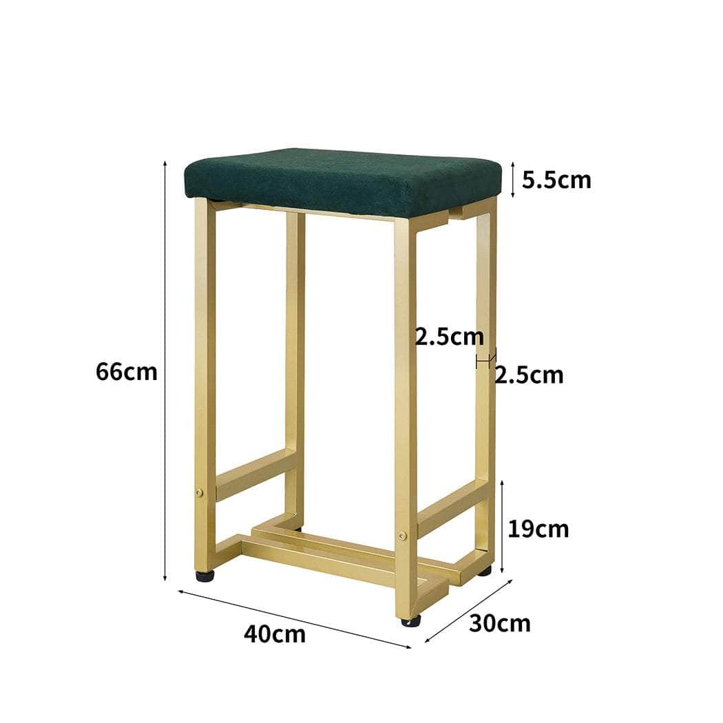 2x Bar Stools Velvet Backless
