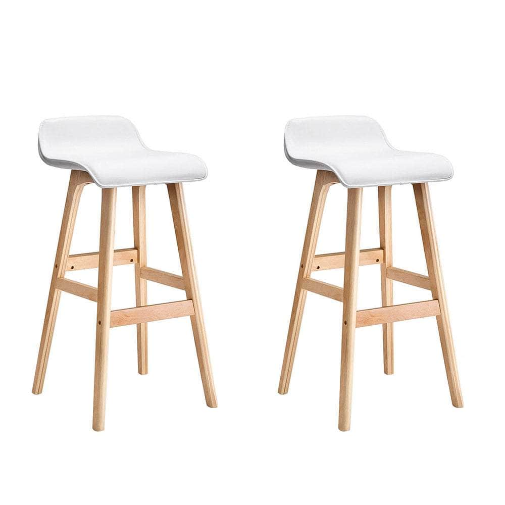 2x Bar Stools Wooden Stool White