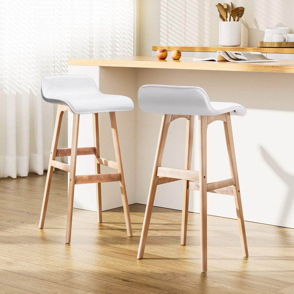 2x Bar Stools Wooden Stool White