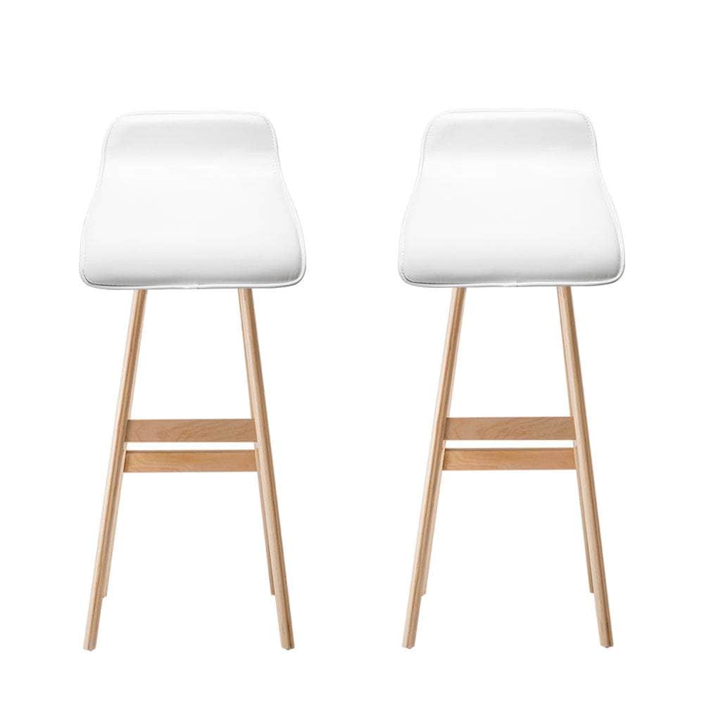 2x Bar Stools Wooden Stool White