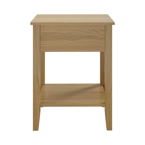 2x Bedside Table 1 Drawer Open Shelf Nightstand Natural